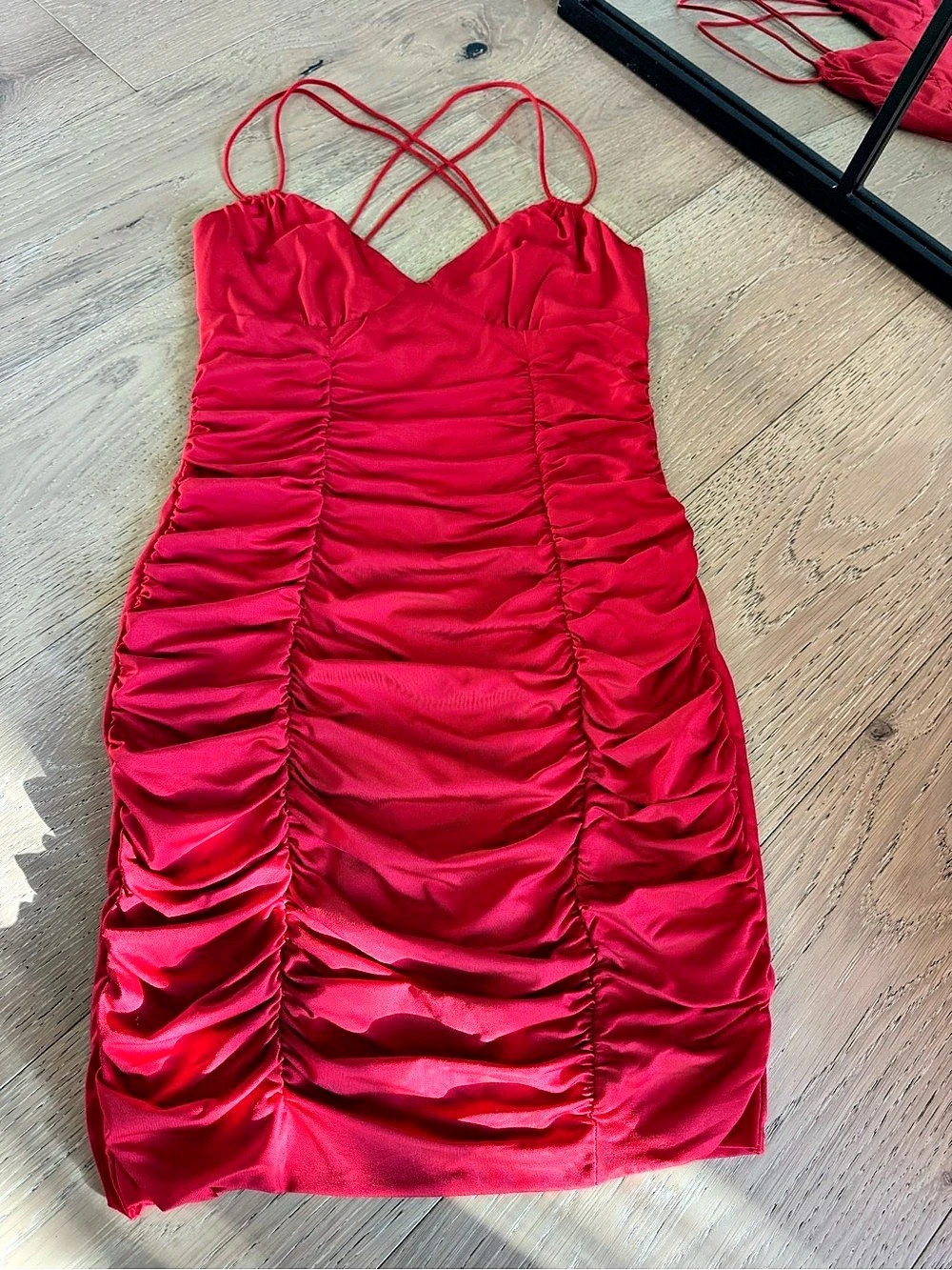 Hello Molly Ruched Red Mini Dress NWT-Medium